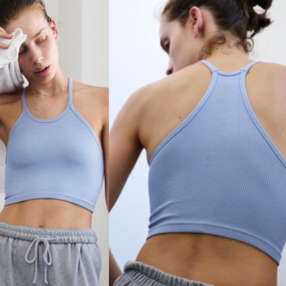 Free People Happiness Runs Crop Tank Top in Blue Gray Size Medium Large … - Picture 2 of 13